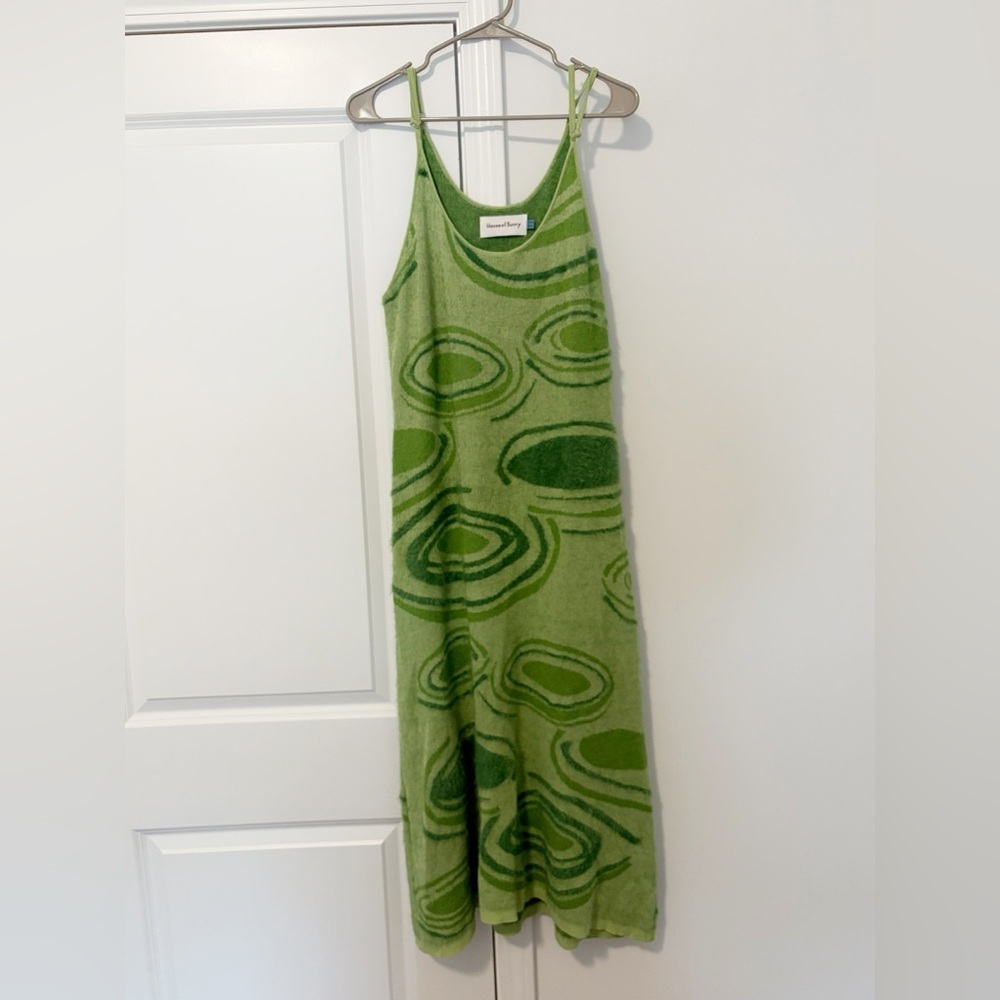 House of Sunny Hockney Green Abstract Knit Midi Dress - Picture 2 of 6